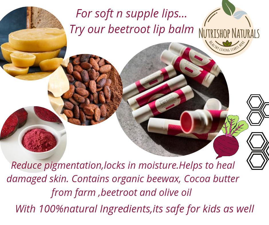 Beetroot Lip Balm: 100% Natural and Chemical-Free- enriched with pure Cocoa butter