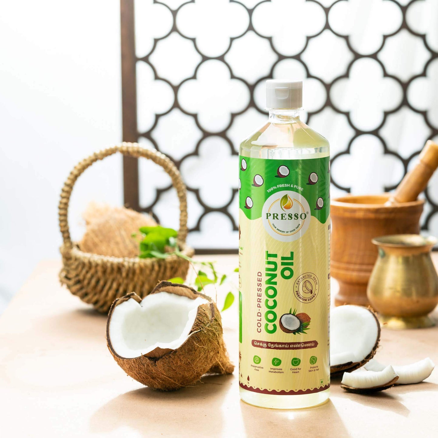 Presso Cold Pressed Coconut Oil - Pure and Nutritious Cooking Oil for Health and Wellness"