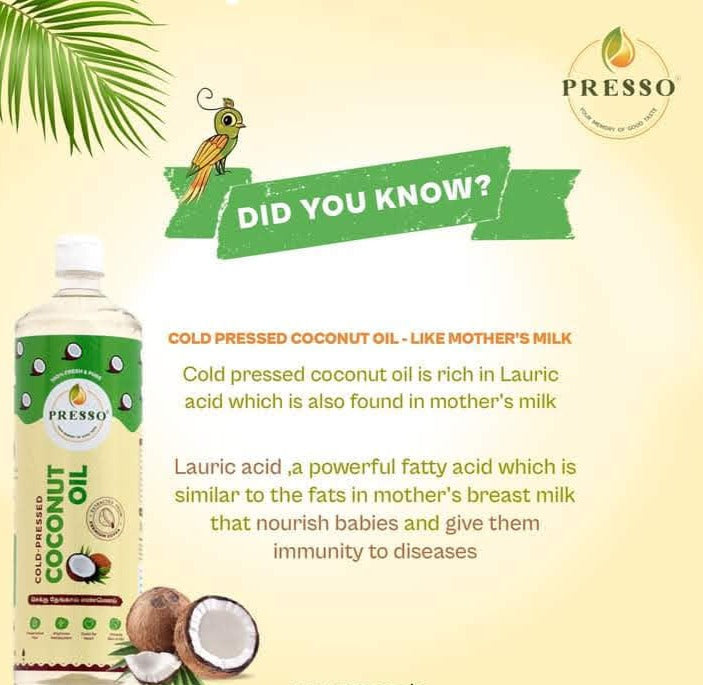 Presso Cold Pressed Coconut Oil - Pure and Nutritious Cooking Oil for Health and Wellness"