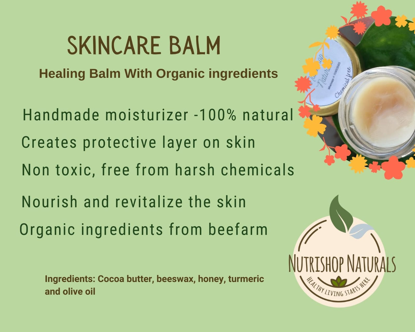 Deep moisturizing Skincare balm - Healing Balm- organic ingredients