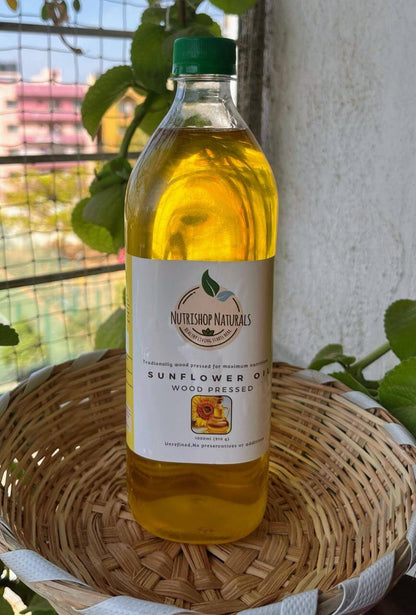 Wood Pressed Sunflower Oil 1 Litre- Chekku oil,cold pressed cooking oil