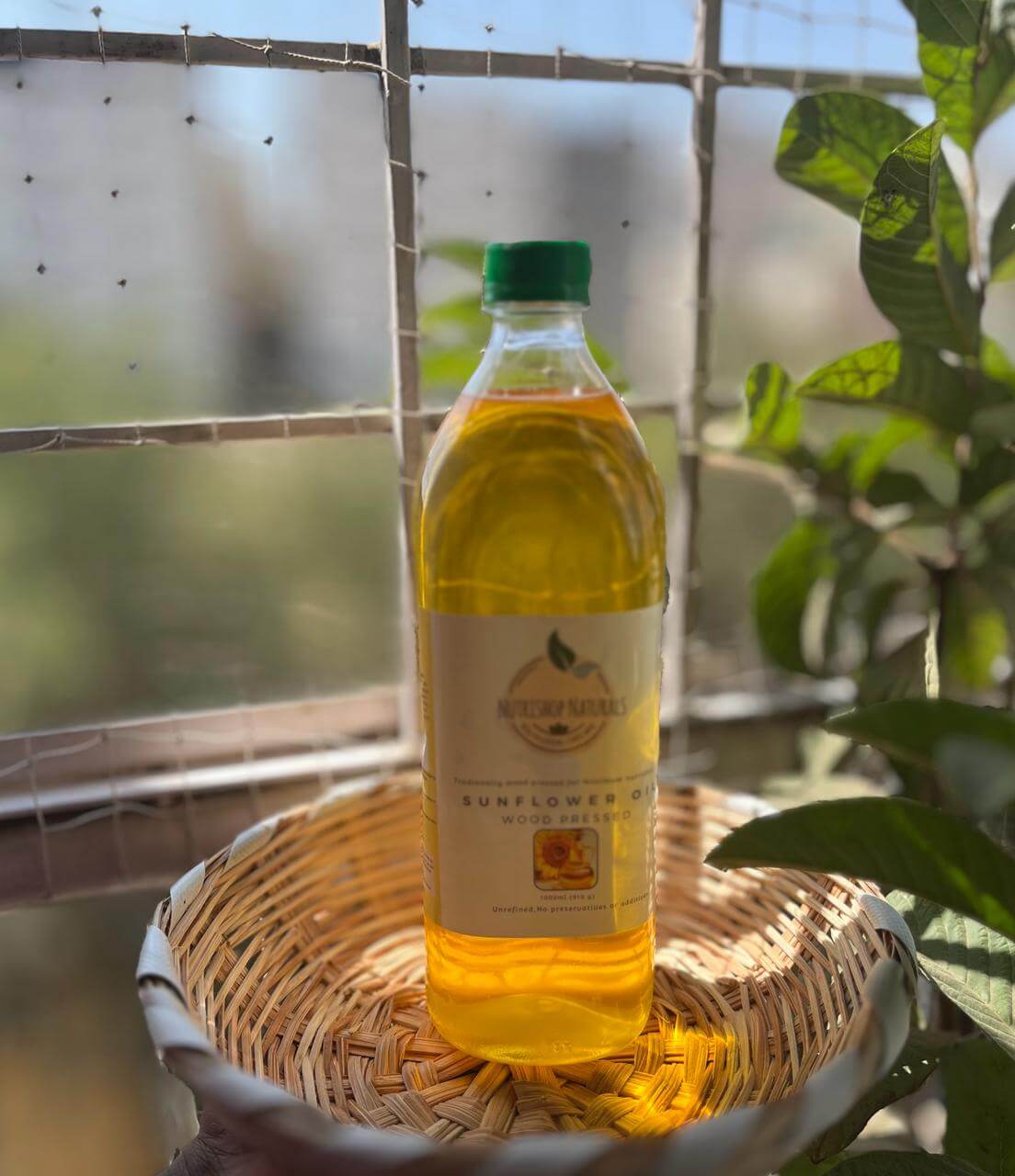 Wood Pressed Sunflower Oil 1 Litre- Chekku oil,cold pressed cooking oil